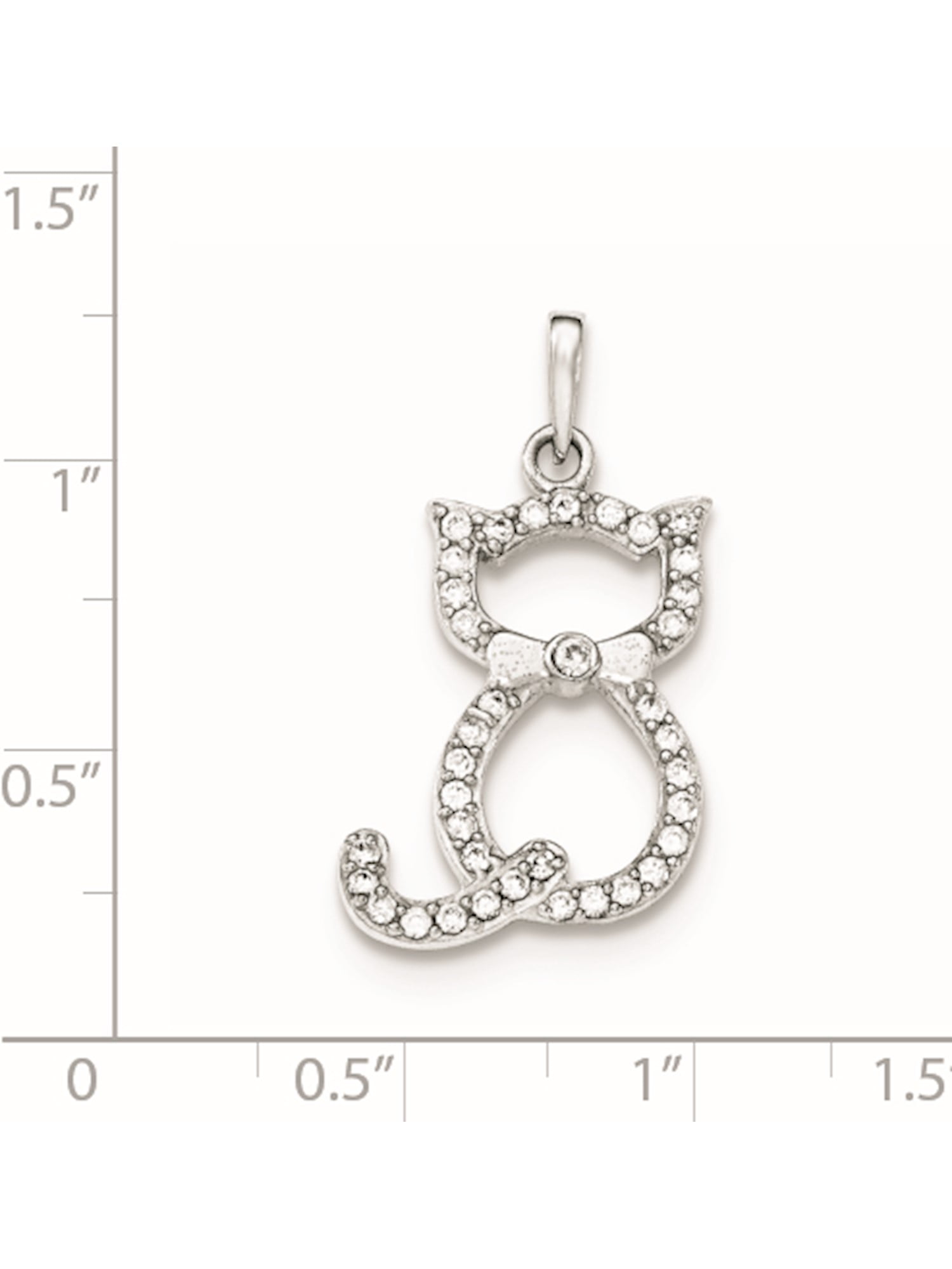 Beautiful Sterling silver 925 sterling Sterling Silver Polished CZ Cat Pendant