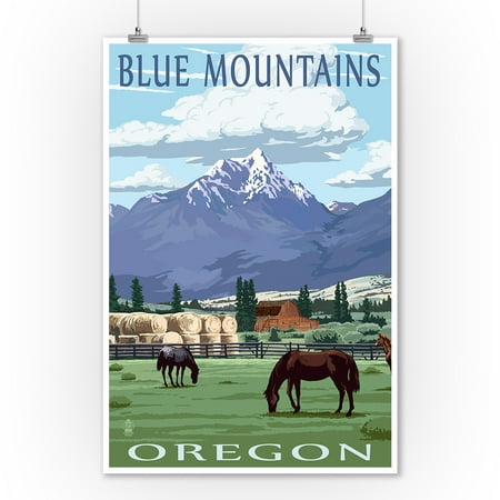 Blue Mountains Scene - Oregon - Lantern Press Poster (9x12 Art Print, Wall Decor Travel