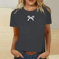 thumbnail image 2 of SHITINN Women's Fashion Casual Round Neck Bow Print Short Sleeve T Shirt Top Women's Short Sleeve Tops Women's Clothes Summer Tops for Women 2025, 2 of 4