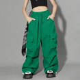 thumbnail image 2 of EnJoCho Cargo Pants Girls High Waisted Baggy Fashion Streetwear 𝖸2𝖪 Drawst𝗋ing Trousers Outdoor Workout Wide Leg Hiking Utility 𝖳rekking Adventure Casual, 2 of 4