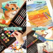 Xueyu All in One 140 PCS Wooden Art Supplies Set with Drawer, Unleash Your Creativity with a Diverse Array of Premium Tools, Including Brushes, Crayons and Watercolors for Every Artistic Endeavor
