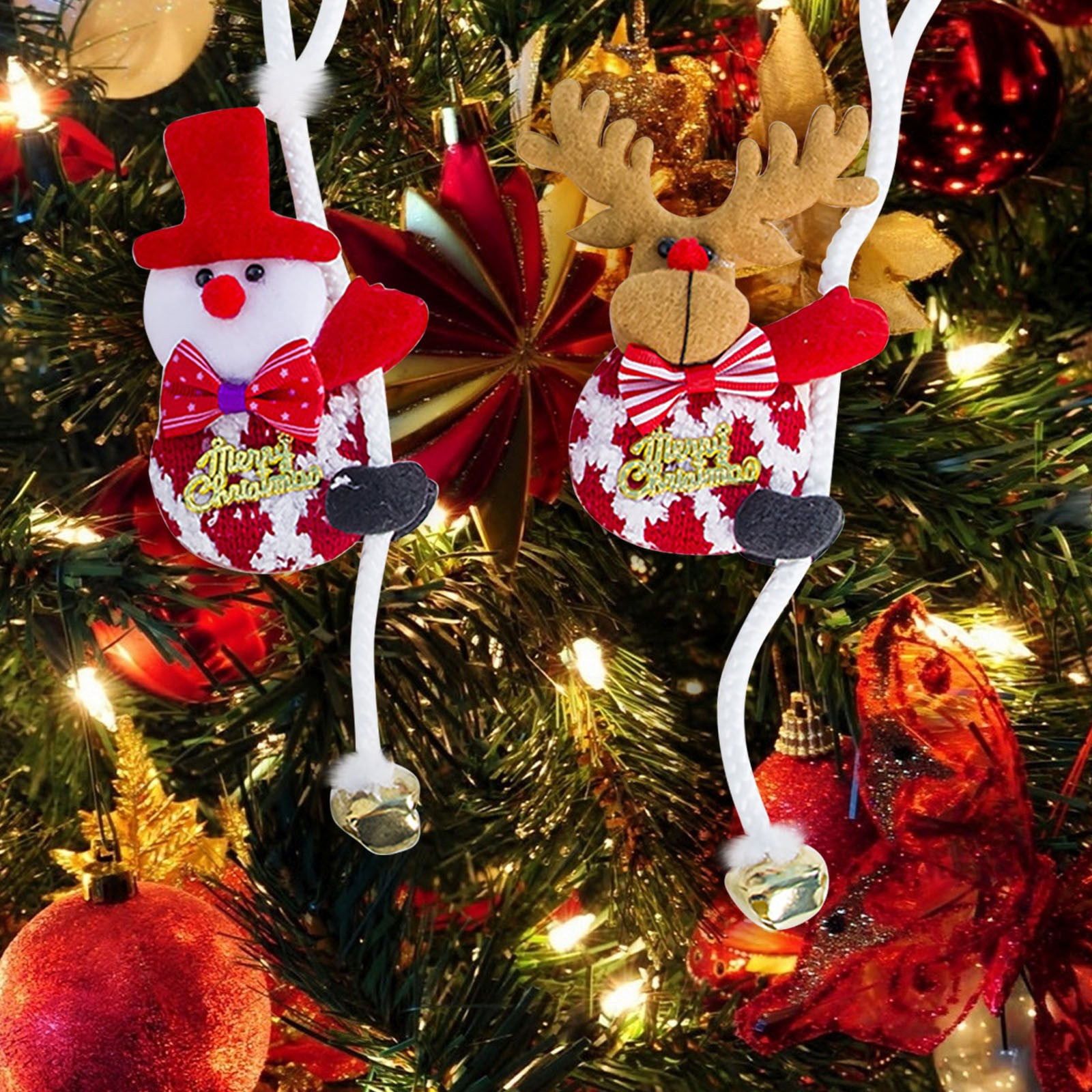 Christmas Decoration Painted Horn Bell Pendant Hemp Rope Red - Temu