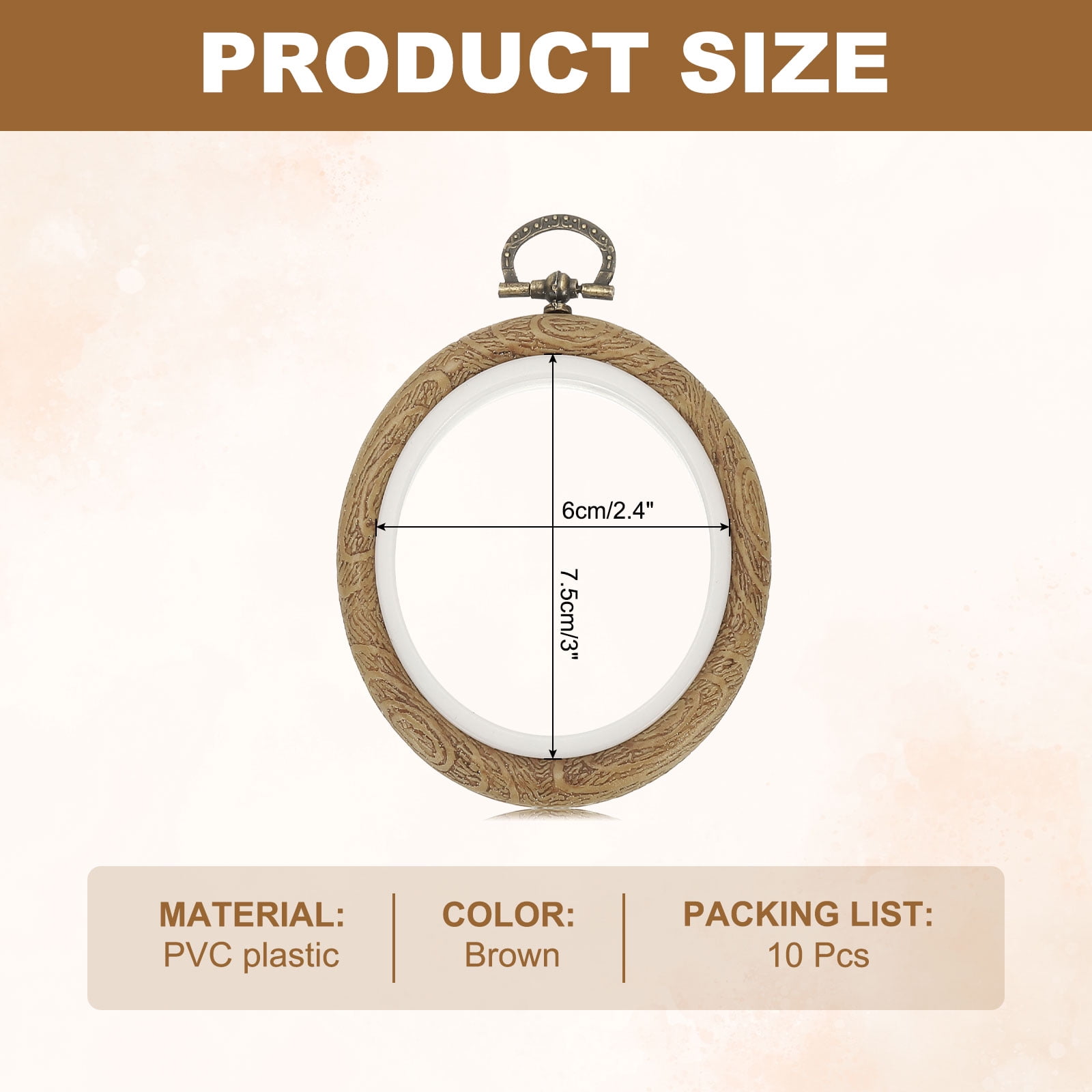 Uxcell 10 Pieces 3" x 2.4" Embroidery Hoops Frame Imitated Wood Oval Cross Stitch Hoop Ring for Embroidery Art Craft