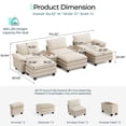thumbnail image 2 of Linsy Home Oversized Modular Cloud Sectional Sofa with 3 Ottomans, 6 Seat Couches and Sofas Sectional with Versatile Console, Beige, 2 of 11