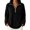 Black, variant on Womens Fleece Jacket Half Zip Double-Sided Pullover with Ribbed Texture Long Sleeve