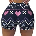 thumbnail image 2 of Lsque Pixel Heart Winter Pattern High Waisted Biker Shorts for Women-Tummy Control Fitness Athletic Workout Running Yoga Gym Shorts,Moisture-Wicking-Medium, 2 of 9
