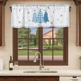 thumbnail image 6 of Blue Christmas Trees Curtain Valances for Windows, Kitchen Valance Window Treatments Panel 2 Pack, Navy Winter Snowflakes Checkered Rod Pocket Short Curtains for Bathroom Bedroom 60 x 18 Inch, 6 of 8