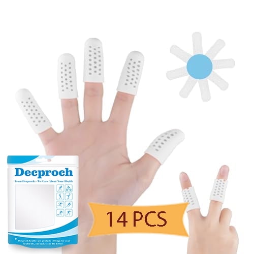 Gel Finger Cots, Silicone Finger Protectors, Finger Covers Protection for Finger Tips, Thumb Protectors for Wounds, Finger Cracking, Eczema and More - 14 PCS Breathable, White
