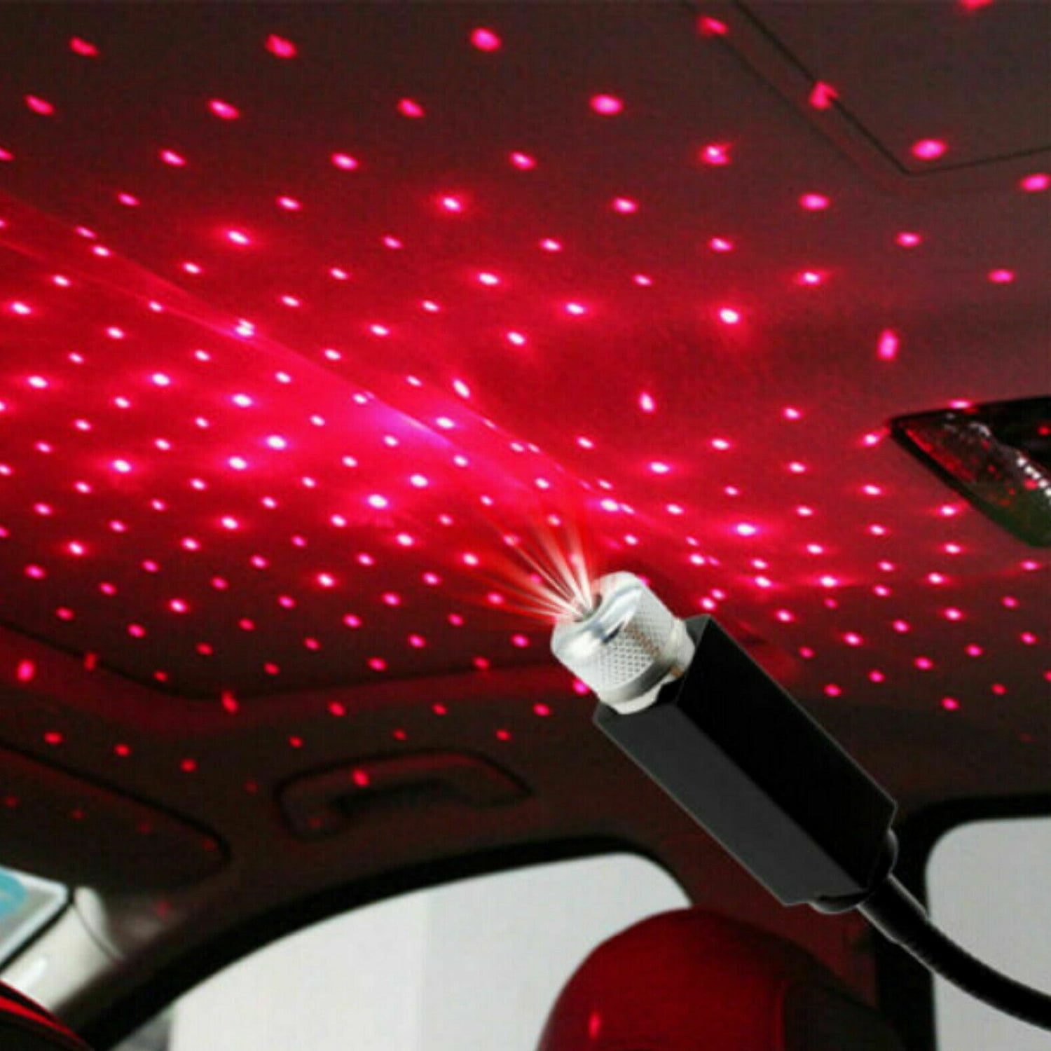 Red-Starry sky GBAuto USB Car interior lights LED decorative armrest box car roof full star projection laser,Romantic Auto Roof Star led,The interiors Multiple Modes Lights for car/Home/Party 