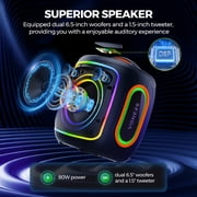 Seenda Karaoke Machine with Bluetooth & 2 Wireless Microphones, IPX5 Waterproof Portable PA System with RGB Lights for Indoor/Outdoor Parties