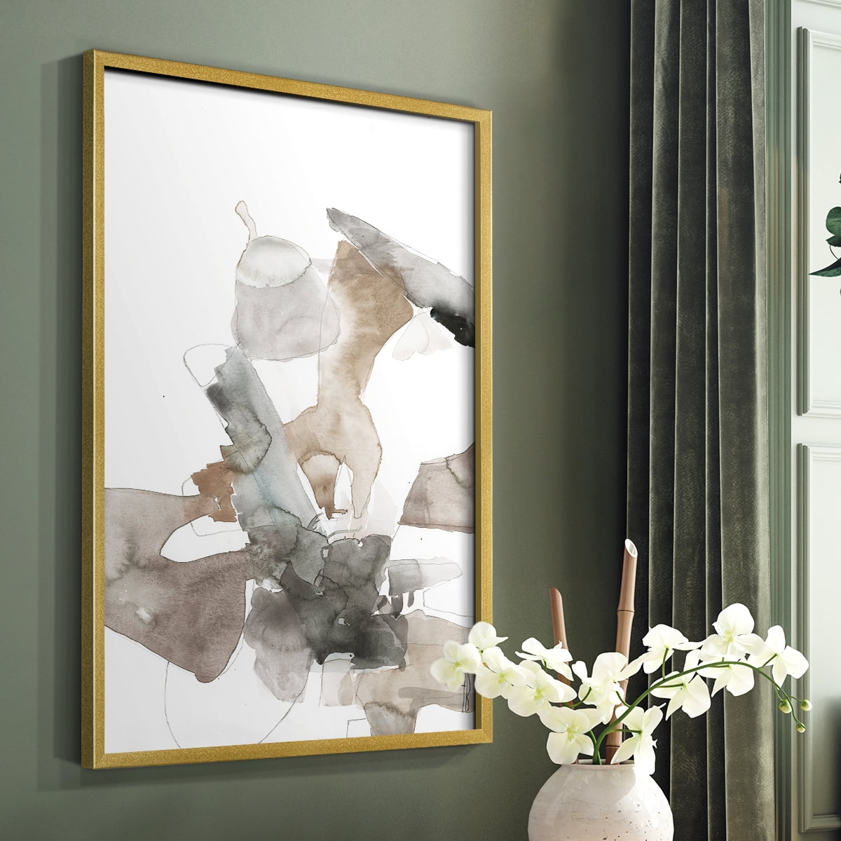 Untitled VIII V31 Framed Print in Gold Solid Wood Framed Print No Nail Hanging