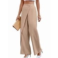 thumbnail image 4 of Women'S Elegant Wrap Front High Waisted Wide Leg Pants Suit Pants Trousers Khaki XXL, 4 of 8