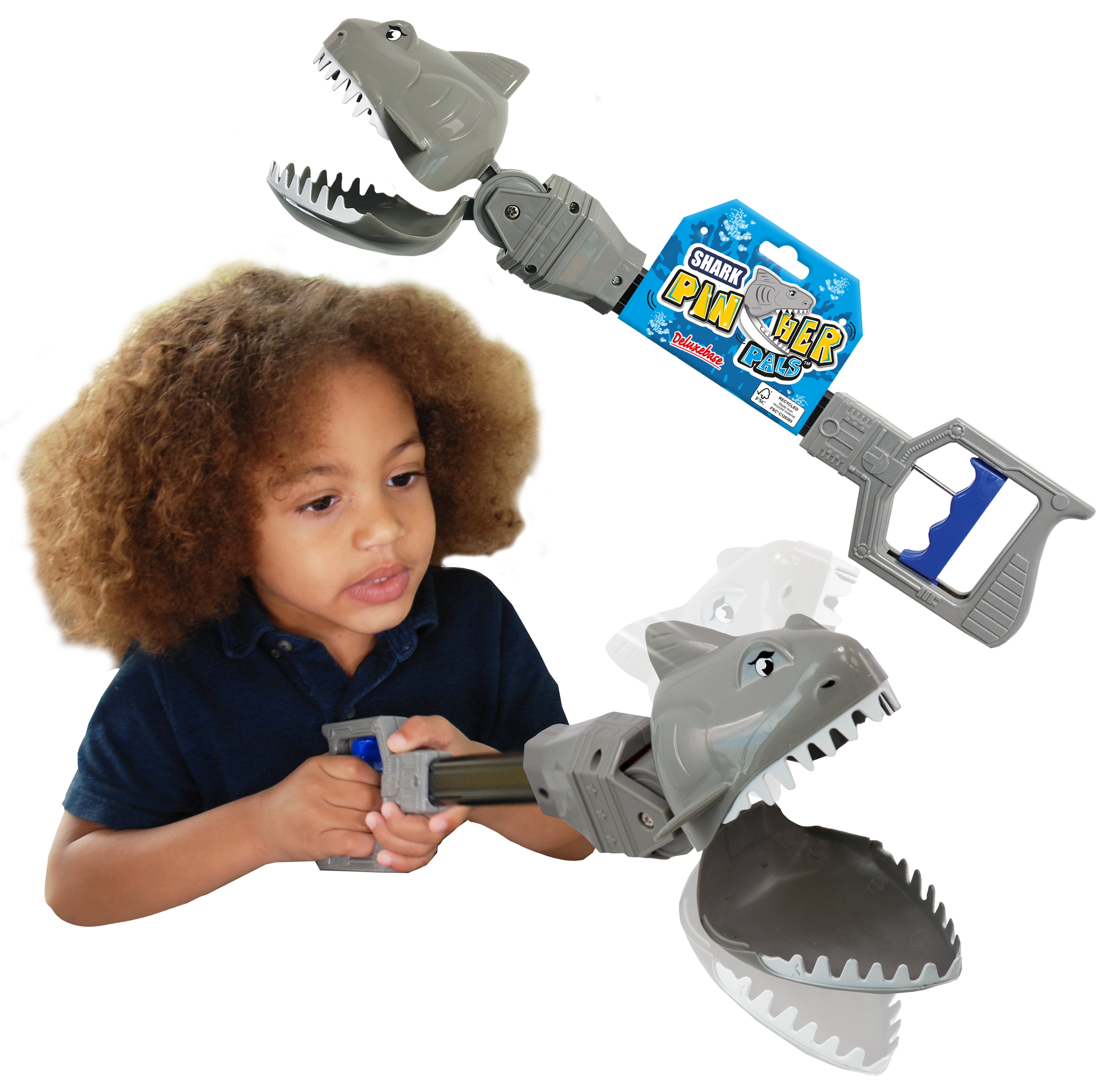 Pincher Pals - Shark from Deluxebase. Jumbo Sized Hand Grabber Reacher Tool for Kids. Fun claw toys that make fantastic ocean gifts!