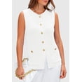 thumbnail image 4 of Chaleco tipo suéter PRETTYGARDEN para mujer, punto de verano 2025, blanco, S, 4 of 9