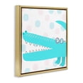 thumbnail image 2 of Stupell Industries Contemporary Electric Blue Crocodile Gold Floating Frame Canvas Art, 25 x 25, by Carla Daly, 2 of 8