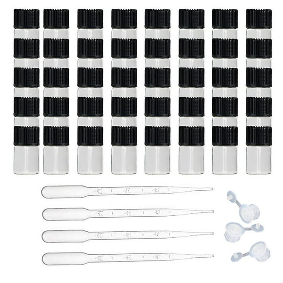 100 Packs Essential Oil Bottles - 2ml Oil Vials With Droppers - Sample Bottles - Dram Bottles Mini Glass Bottles Containers