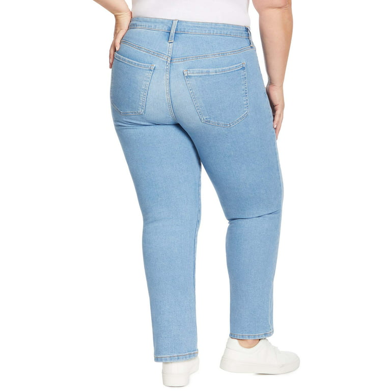  Women Capri Jeans Stretchy Straight Leg Denim Pants Size 14  Sky Blue