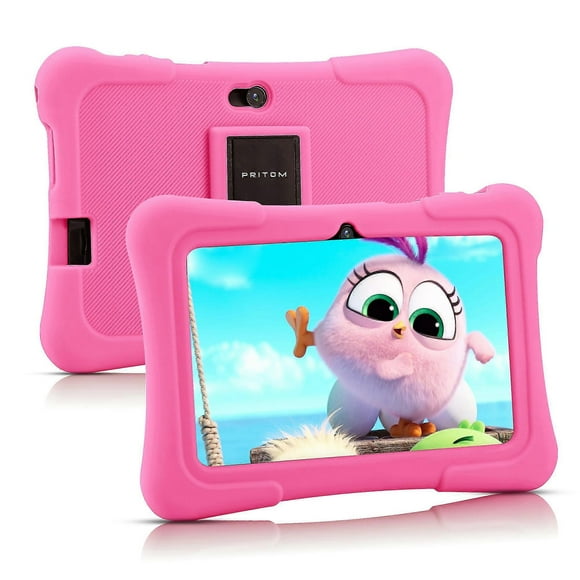 (Light Pink)Pritom K7 Children's Tablet 7 Inch With Protective Cover