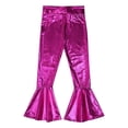thumbnail image 4 of TiaoBug Kids Girls Flared Trouser Hip Hop Jazz Dance Metallic Bell-Bottoms Ruffle Legging Pants Hot Pink 6, 4 of 7