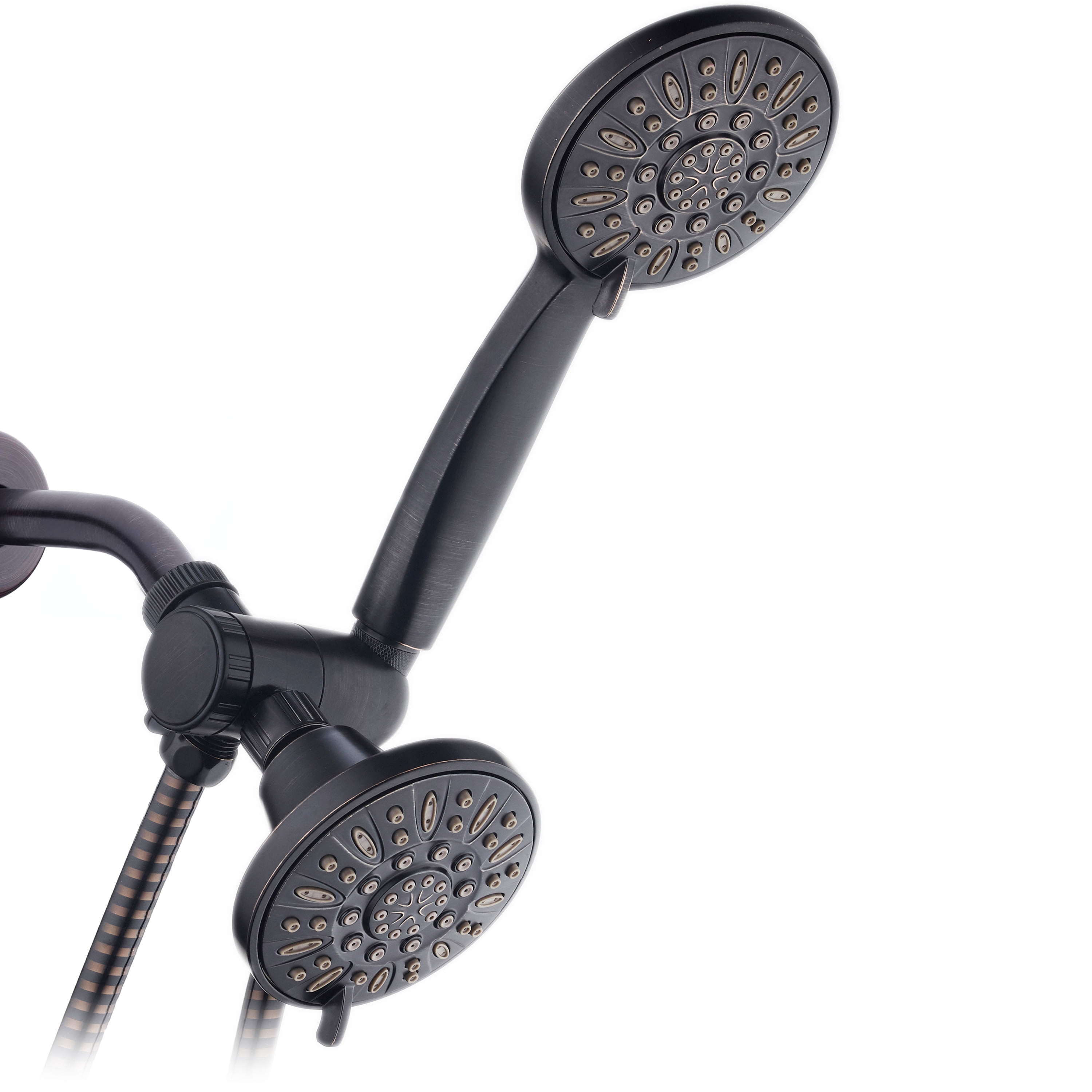 Aquaspa 48-mode Luxury 3-way Combo Dual Shower Head Set Black Adjustable Arm 