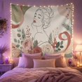 thumbnail image 2 of Line Drawing Head with Shoulders Tilted Slightly, Nostalgic Vintage for Botanical Art Lovers, Wall Decor, Valentine'S Day Gift, Tapestry Wall Hanging for Dorm and Living Room, 2 of 7