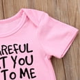 thumbnail image 2 of Baby Summer Romper Letter Short Sleeve Envelope Neckline Button Closure Outfit, 2 of 10