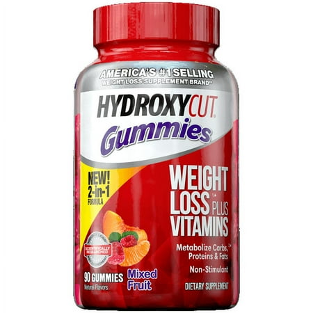 Hydroxycut Gummies All-In-One Weight Loss Supplements Plus Multivitamins, Mixed Fruit, 90 Count *EN
