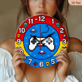 thumbnail image 2 of A 10-inch 2D flat "Pixel Game" themed wooden silent wall clock. It is an excellent choice for Halloween/Easter/Christmas gifts and is suitable for modern home decoration art., 2 of 7