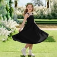 thumbnail image 3 of Busydd Girls Summer Dress 4-15 Years Fashion Strappy Square Neck A-Line Sundress Casual Solid Color Sleeveless Teen Girls' Dresses 4-5 Years, 3 of 9