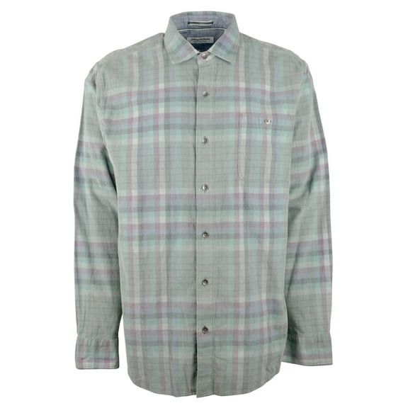 Tommy Bahama Men's Coastline Corduroy Verde Plaid Shirt M