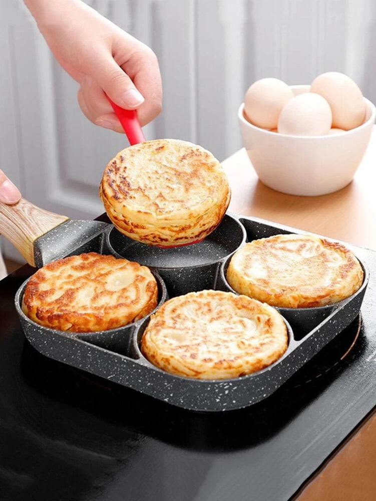 2 Pack] 4 Egg Frying Pan & Divided Grill Egg Pans Nonstick - Family  Breakfast 4 Egg Pan - 4-Hole Fried Egg Burger Pan - Bacon Sausage Ham  Skillet - Mini Pancake
