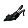 thumbnail image 2 of WAVSUF Womens Slingback Kitten Heel Pumps, Soft Sole Pointed Toe Cute Bow Casual Summer Working Shoes Black 5.5, 2 of 9