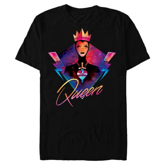 Disney Villains Evil Queen Neon 90s Rock Band T-Shirt- Short Sleeve Blended T-Shirt for Adults - Customized-Black