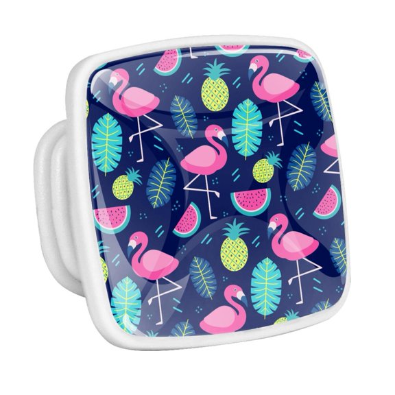 4PCS Square Cabinet Fluorescence Knob Glowing in the Dark Furniture Drawer Pulls Handle with Screws Pineapple