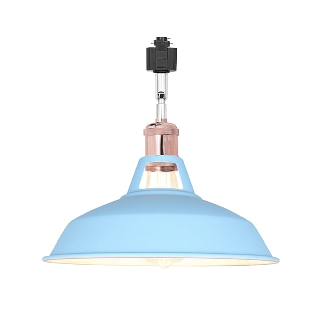FSLiving H-Type Track Lighting E26 Base Industrial Adjustable Angle Lamp Blue Metal Shade with Rose Gold Socket Track Light Fixture for Slope Ceiling Gimbal,Bulb and Track Not Included - 1 Light