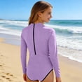 thumbnail image 4 of Swimsuit for Girls, Long Sleeve One Piece Rashguard, Solid Color Beach Vacation Swimsuit for Kids 2-13 Years, 4 of 7