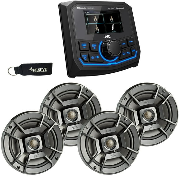 JVC KD-MR1BTS Bluetooth Marine Receiver w/ Two Pairs of Polk DB652 6.5" Marine Rated Speakers