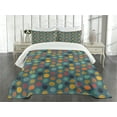 thumbnail image 3 of Ambesonne Green Quilted Bedspread Set 3 Pcs, Colorful Abstract Circle, Queen Size, Multicolor, 3 of 5