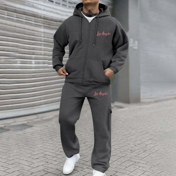 Men's Casual Athletic Tracksuit 2 Piece Outfits Full Zip Athletic Jogging Suit Sets Sport Sweat Suit Sport Jogger Sweat Suits
