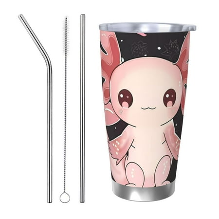 

Cauagu Cute Axolotl Sakura Blossoms Pattern 20oz Tumbler Stainless Steel Vacuum Insulated Tumbler with Lid Durable Insulated Coffee Mug Thermal Cup with Splash Proof Sliding Lid-Straw Three-piece Set