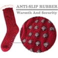 thumbnail image 2 of Women Slipper Socks Fuzzy Fluffy Cozy Cabin Winter Fleece Soft Warm Comfy Thick Christmas Non Slip Stocking Stuffer - Red, 2 of 6