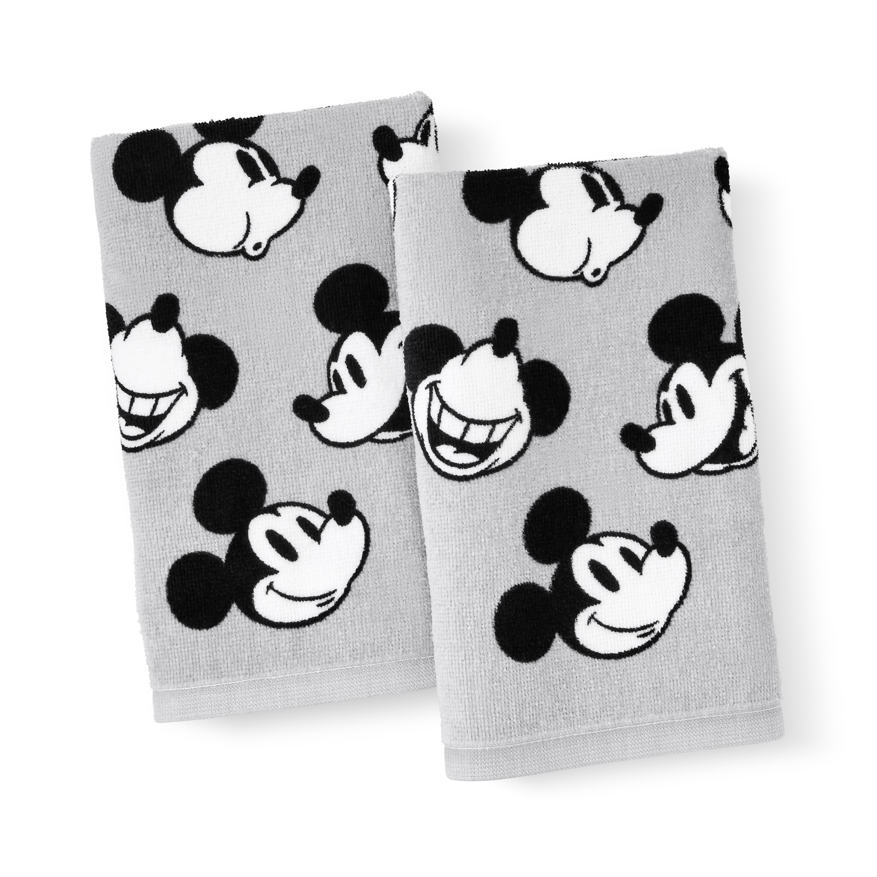 Mickey Mouse 3-Piece Bath Set, 2pk Hand Towel & Sculpted 5.5" Lotion Pump, Cotton, Poly-Resin, Black & White, Disney
