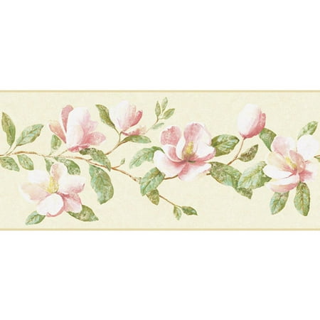 Magnolia Wall Border, Warm Ivory/Petal Pink/Soft Leaf Green - Walmart.com