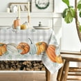 thumbnail image 3 of Sm:)e Fall Pumpkins Leaves Tablecloth Rectangular, Thanksgiving Autumn Harvest Table Cover for Party Picnic Dinner Decor Buffalo Plaid 60x104 Inch, 3 of 6