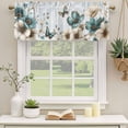 thumbnail image 2 of 2 Pack Valances for Window, Teal Tulip Butterfly Short Curtains for Kitchen Bedroom Living Room, Beige Turquoise Floral Blue Coastal Rod Pocket Small Window Treatment Valance Drapes 54 x 18 Inch, 2 of 8
