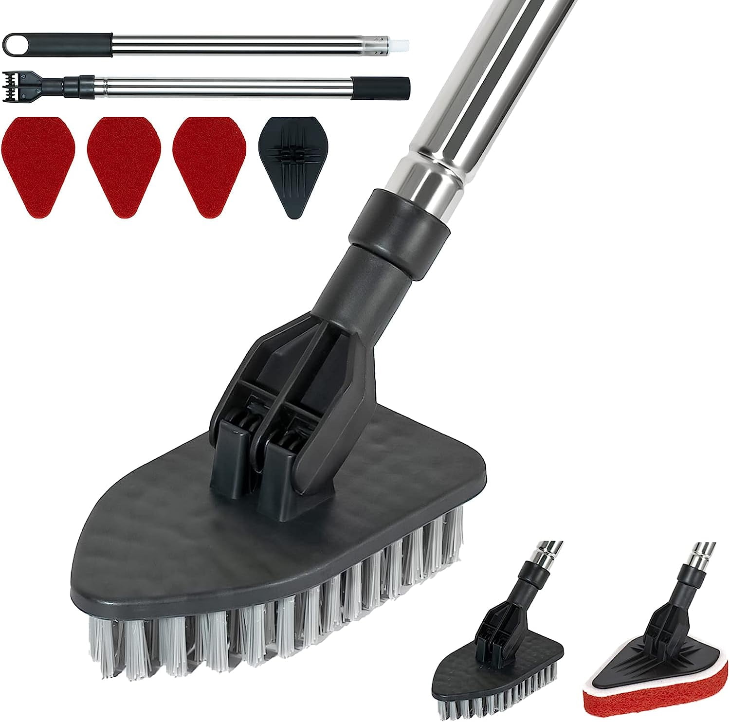 Shower Scrubber Cleaning Brush with 46" Long Handle Extendable 2 in 1