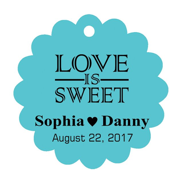 100 PCS Love is Sweet Custom Made Scallop Edge Rong Hang Tags Personalized Wedding Party Favor Gift Tags