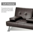 LuxuryGoods Modern Faux Leather Futon with Cupholders and Pillows