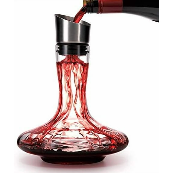 Wine Decanter Built-in Aerator Pourer, Wine Carafe, Red Wine Decanter,100% Lead-free Crystal Glass, Wine Hand-held Aerator, Wine Gift, Wine Accessories (Clear，Crystal)$$Home Decor, Kitchen, & Other