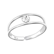 Agora Jewels 925 Sterling Silver Toe Ring with Crystal for Women, Girls, Jewelry Gift for Her, Mother, Wife, etc.